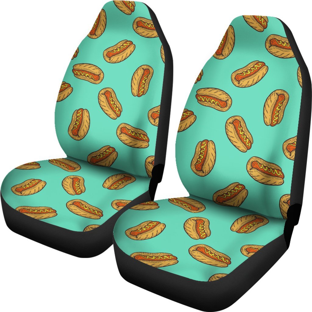 Green Hot Dog Pattern Print Universal Fit Car Seat Cover-grizzshop