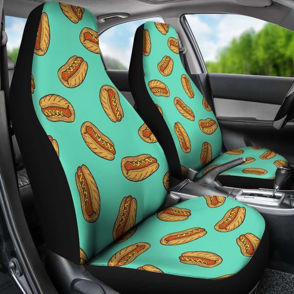 Green Hot Dog Pattern Print Universal Fit Car Seat Cover-grizzshop
