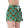 Green Hot Dog Pattern Print Women's Shorts-grizzshop