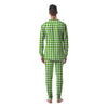 Green Houndstooth Print Men's Pajamas-grizzshop