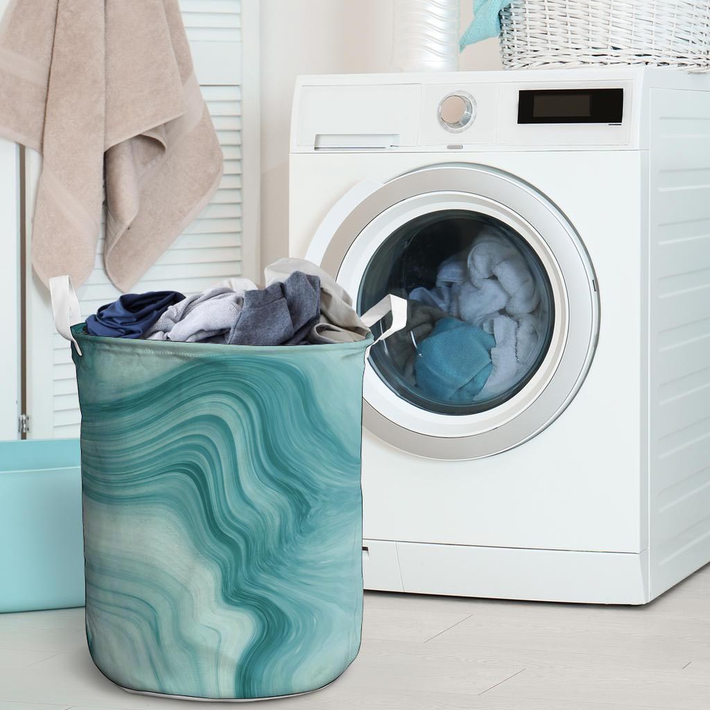 Green Ink Marble Laundry Basket-grizzshop