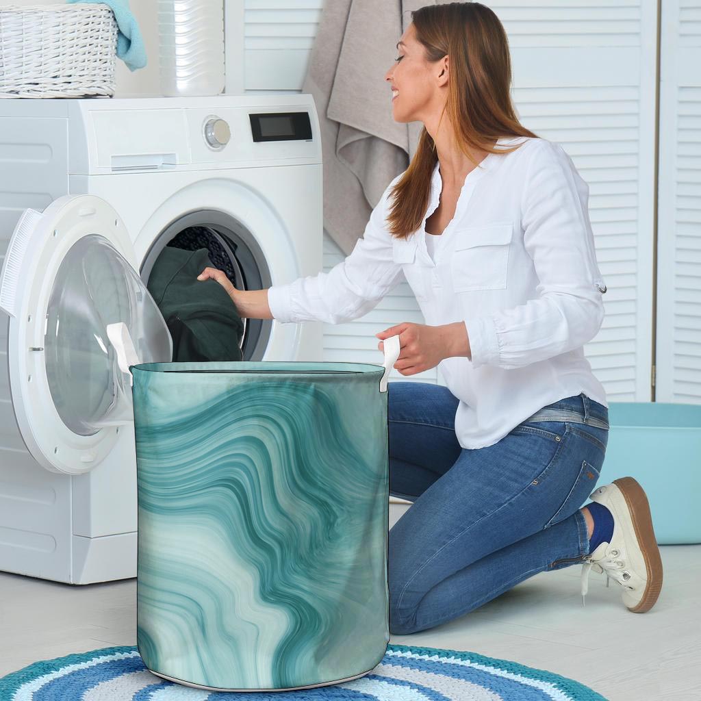 Green Ink Marble Laundry Basket-grizzshop