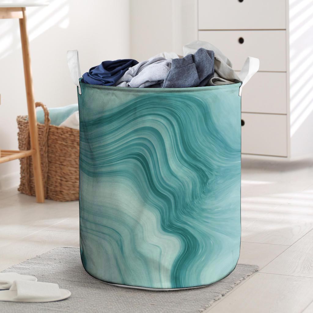 Green Ink Marble Laundry Basket-grizzshop