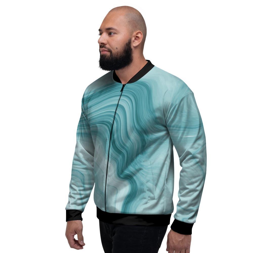 Green Ink Marble Men's Bomber Jacket-grizzshop