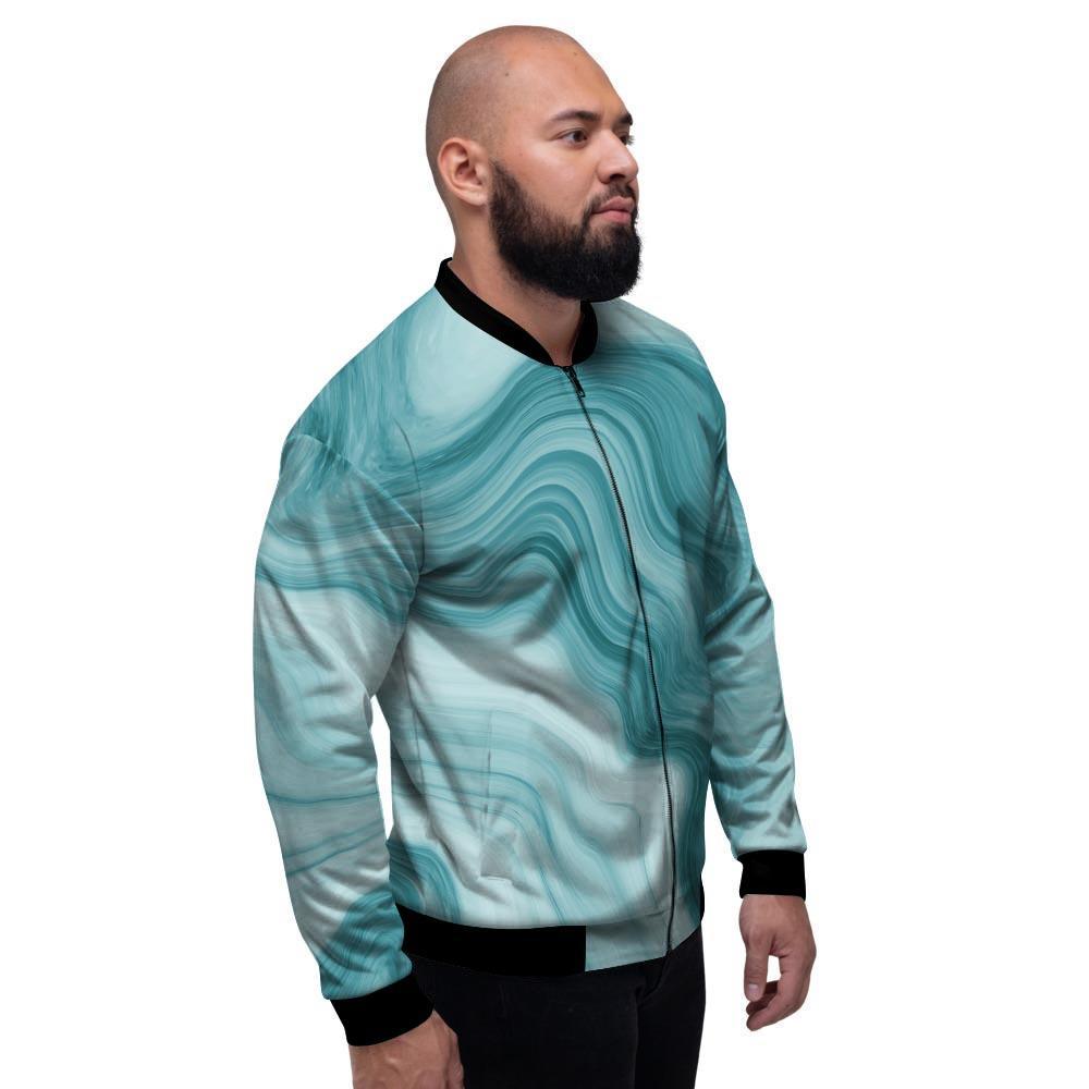 Green Ink Marble Men's Bomber Jacket-grizzshop