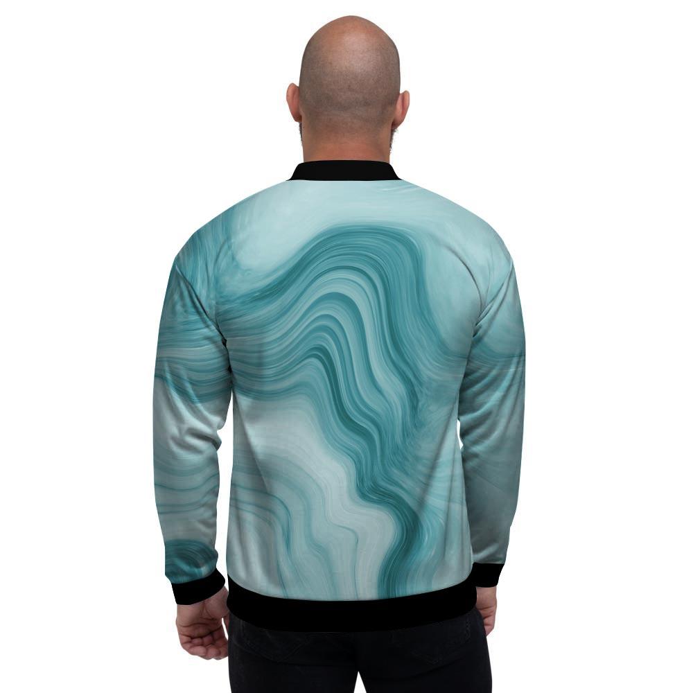 Green Ink Marble Men's Bomber Jacket-grizzshop