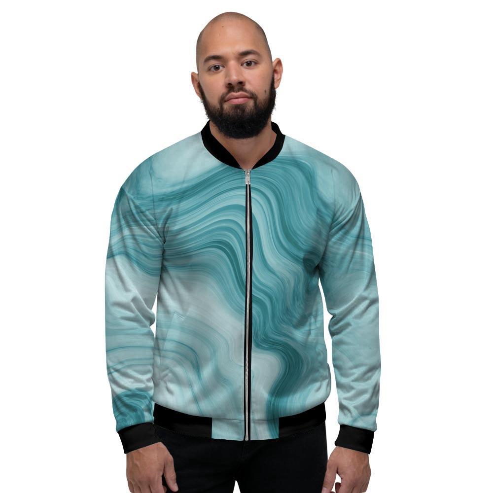 Green Ink Marble Men's Bomber Jacket-grizzshop