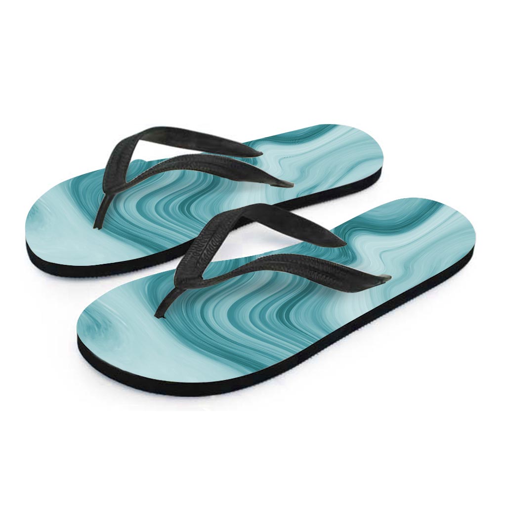 Green Ink Marble Men's Flip Flops-grizzshop