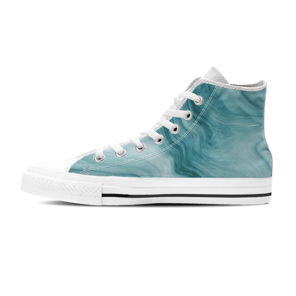 Green Ink Marble Men's High Top Shoes-grizzshop