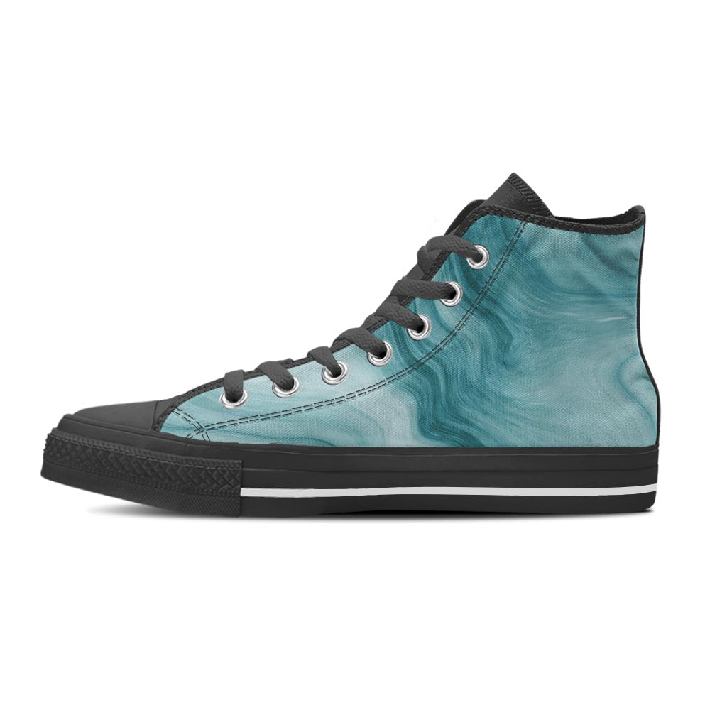 Green Ink Marble Men's High Top Shoes-grizzshop