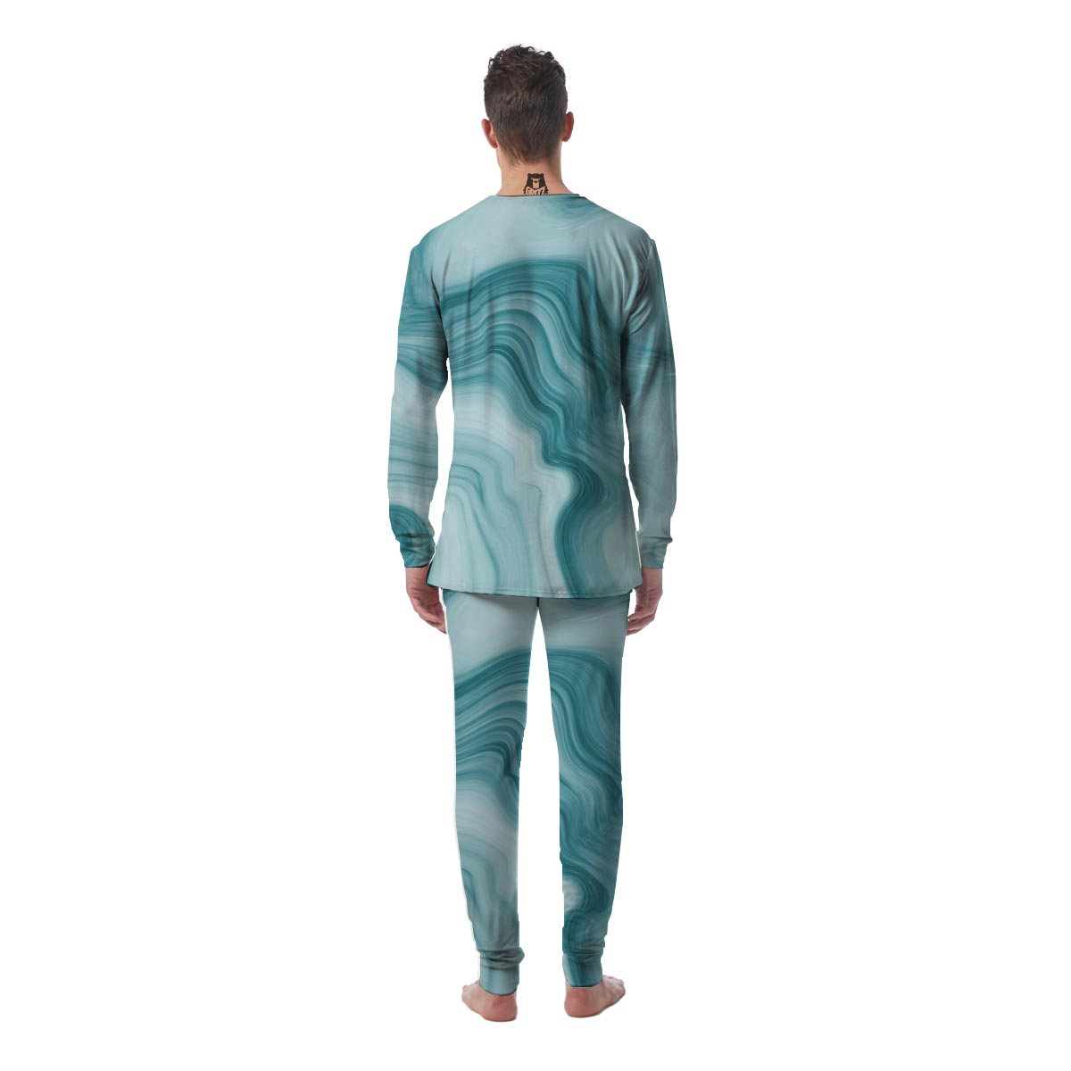 Green Ink Marble Men's Pajamas-grizzshop