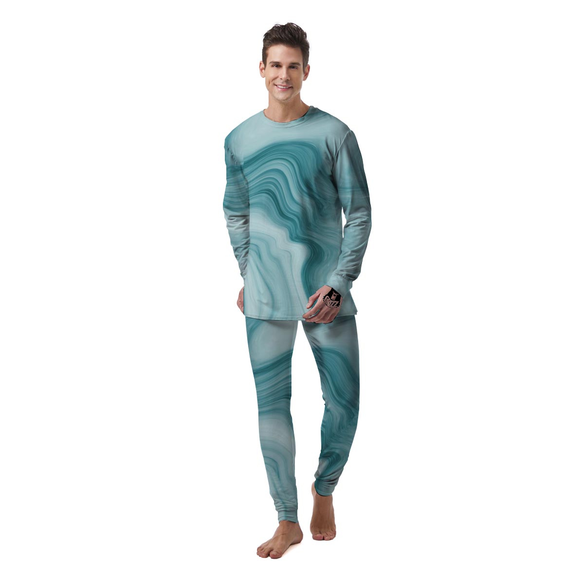 Green Ink Marble Men's Pajamas-grizzshop