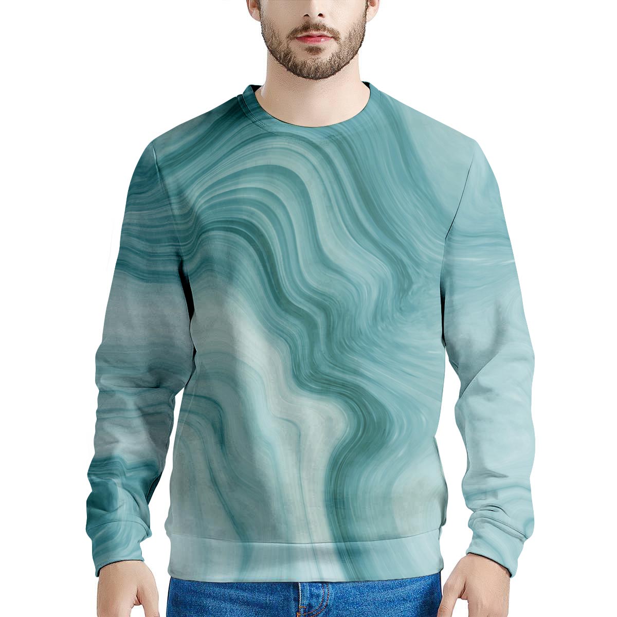 Green Ink Marble Men's Sweatshirt-grizzshop