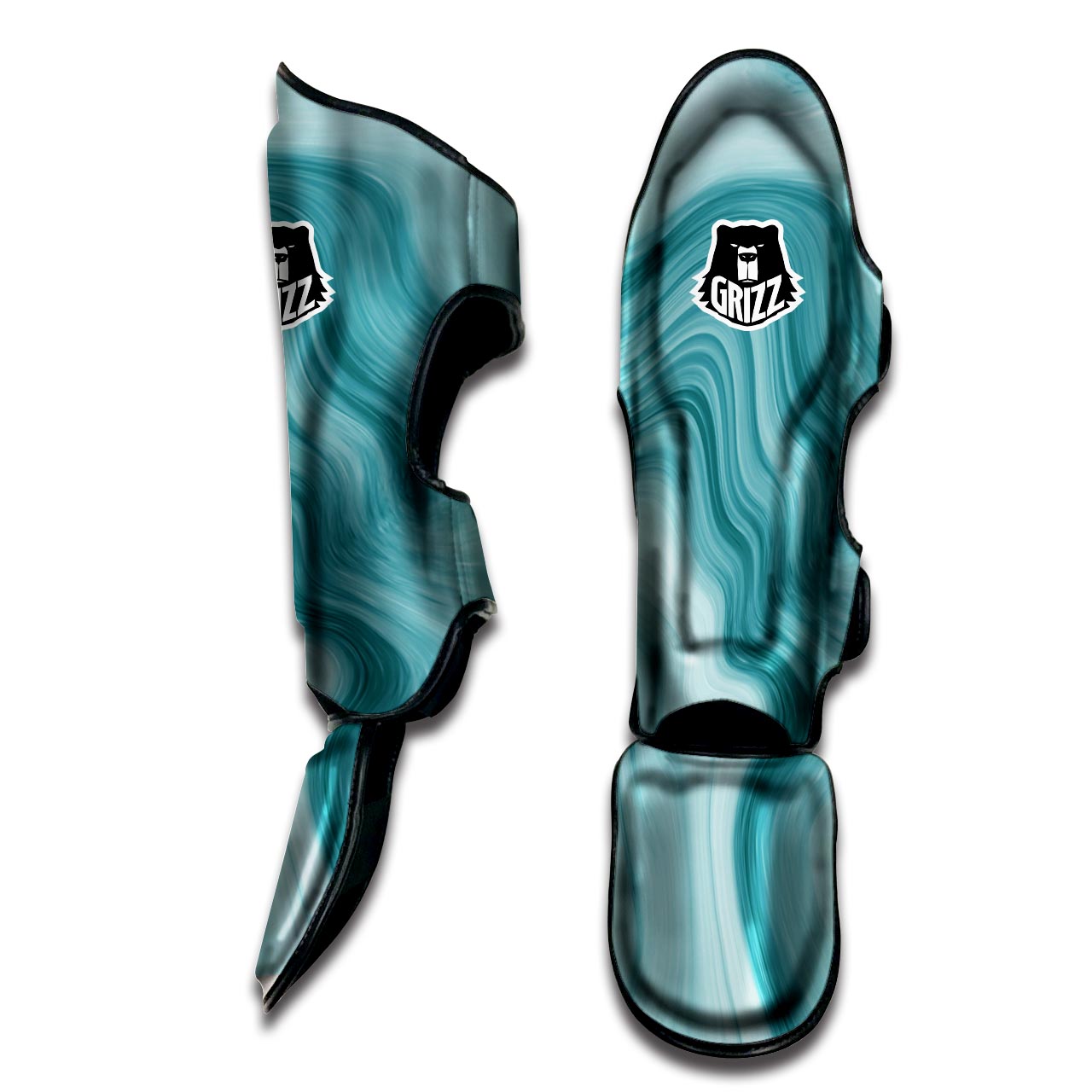 Green Ink Marble Muay Thai Shin Guard-grizzshop