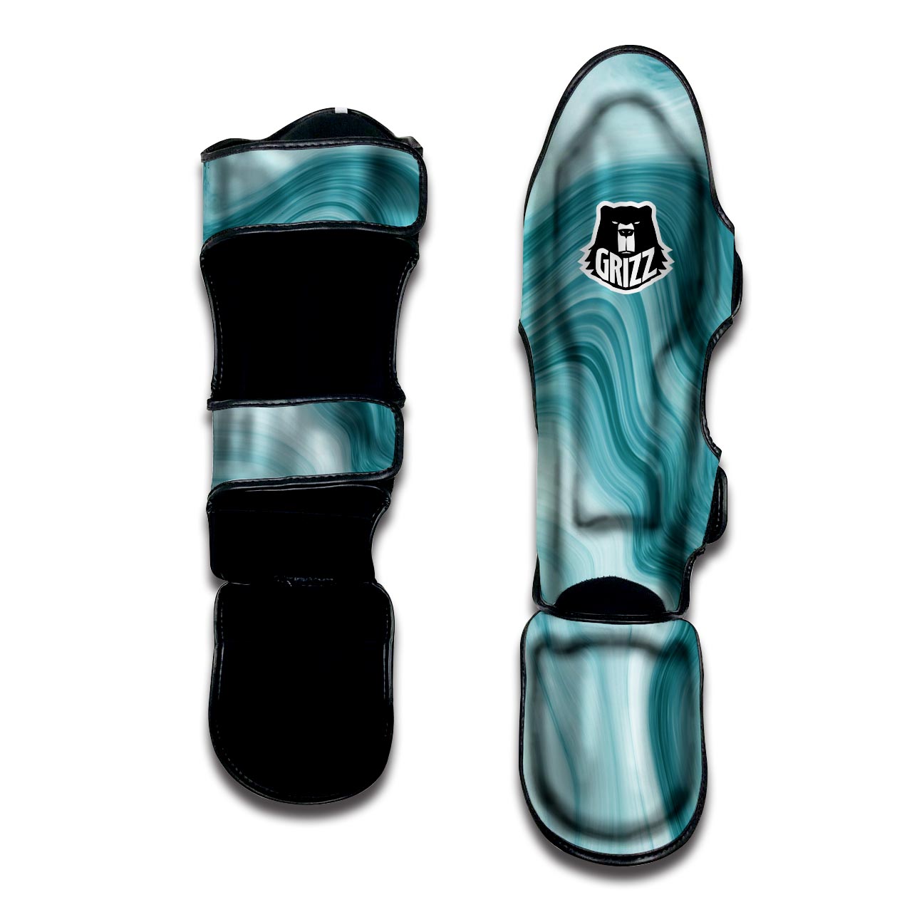 Green Ink Marble Muay Thai Shin Guard-grizzshop