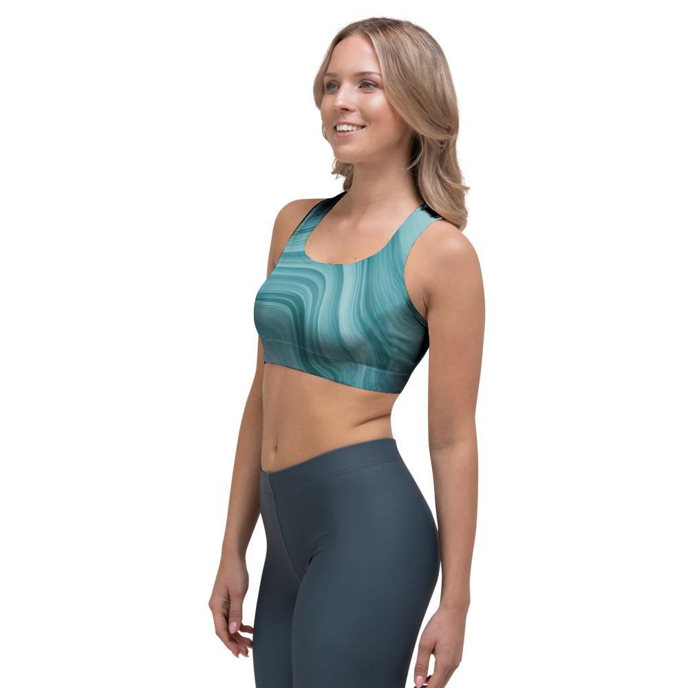 Green Ink Marble Sports Bra-grizzshop