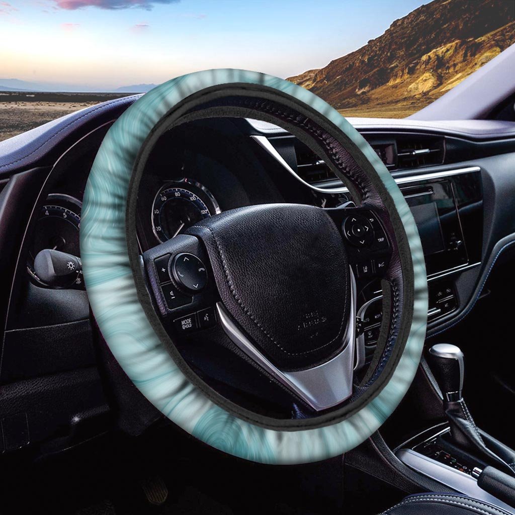 Green Ink Marble Steering Wheel Cover-grizzshop