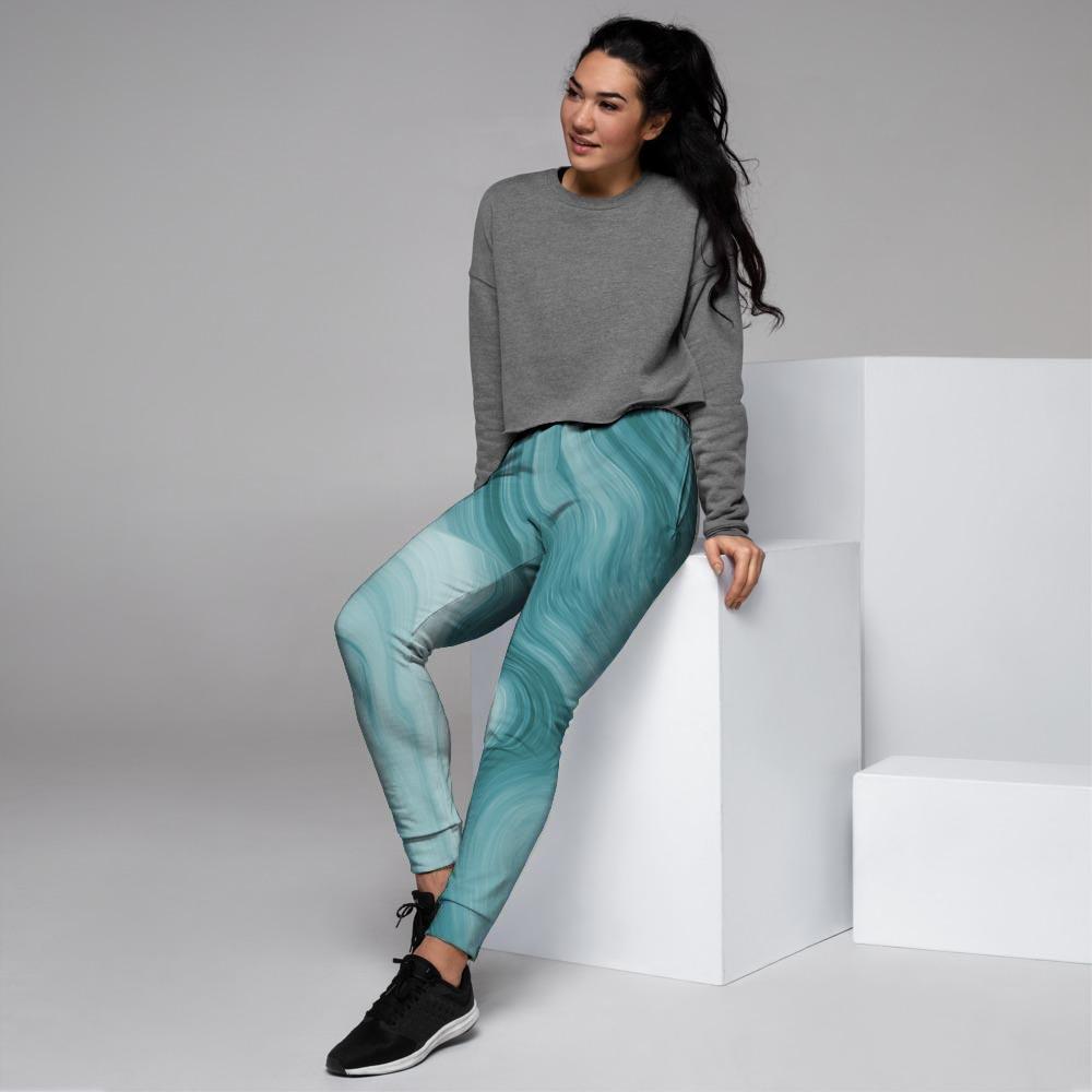 Green Ink Marble Women's Joggers-grizzshop