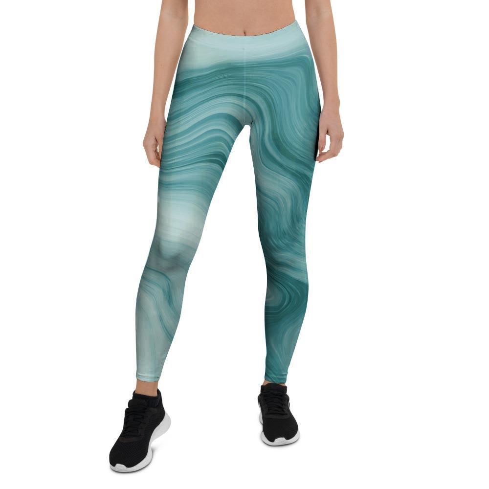 Green Ink Marble Women's Leggings-grizzshop