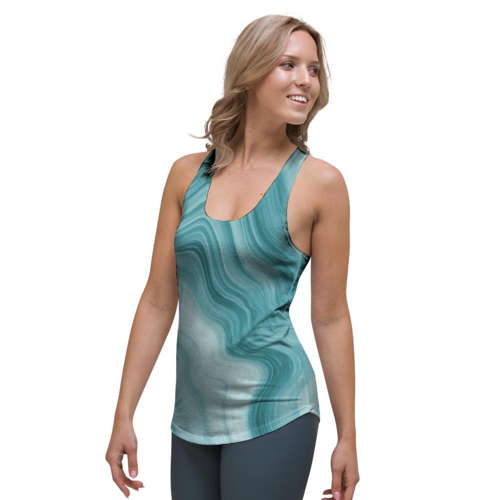 Green Ink Marble Women's Racerback Tank Top-grizzshop