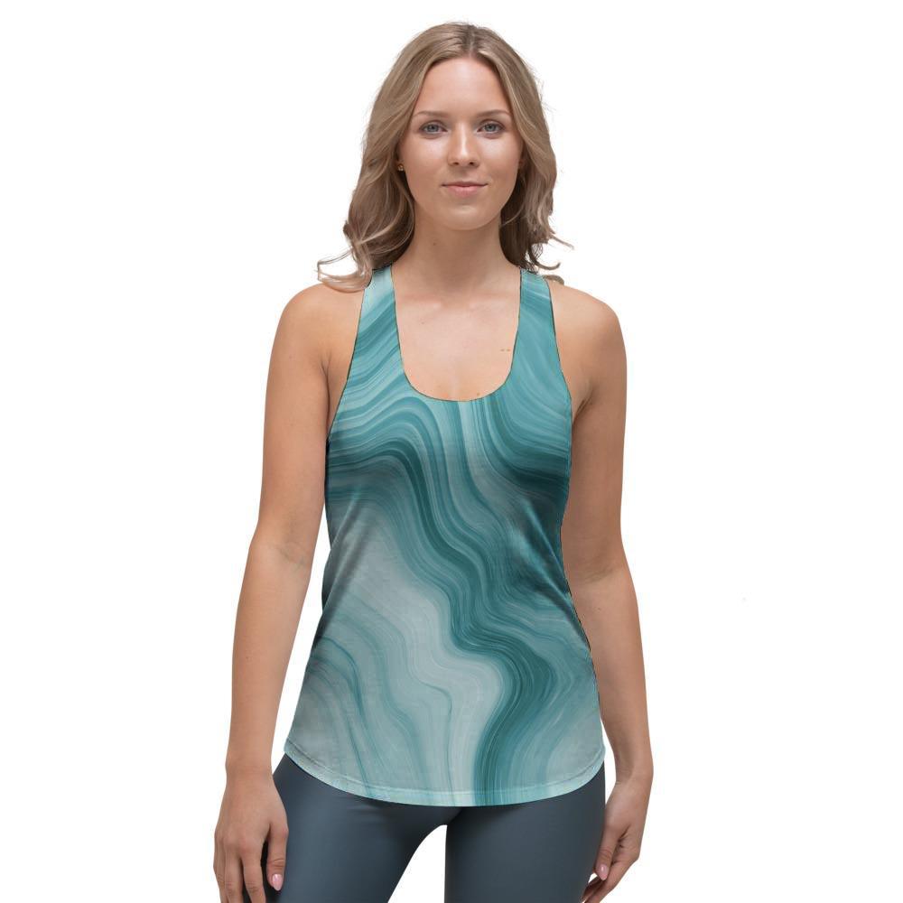 Green Ink Marble Women's Racerback Tank Top-grizzshop