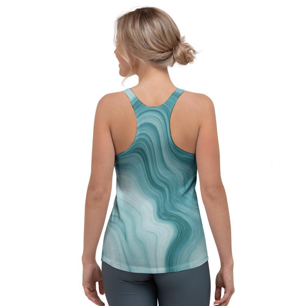 Green Ink Marble Women's Racerback Tank Top-grizzshop
