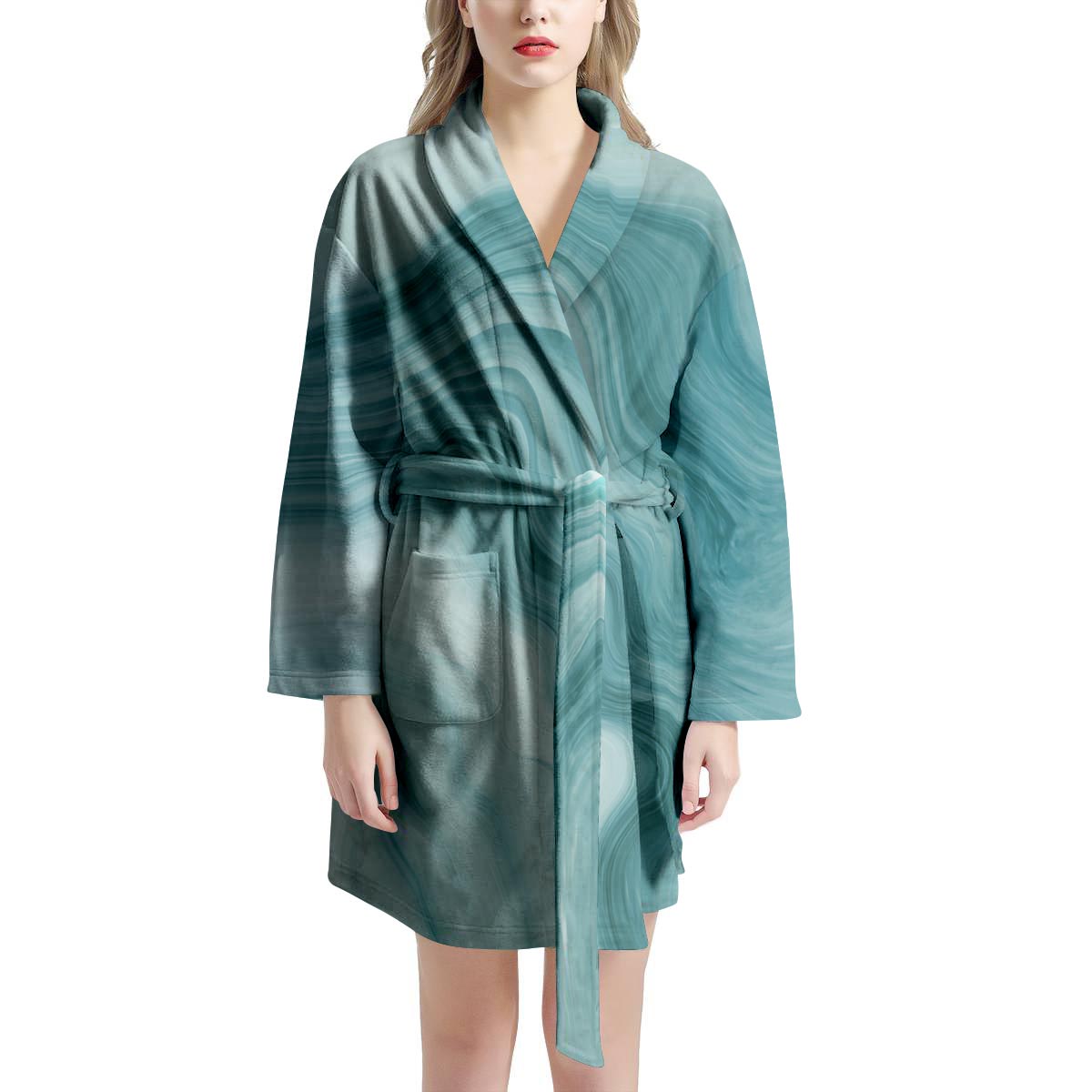 Green Ink Marble Women's Robe-grizzshop