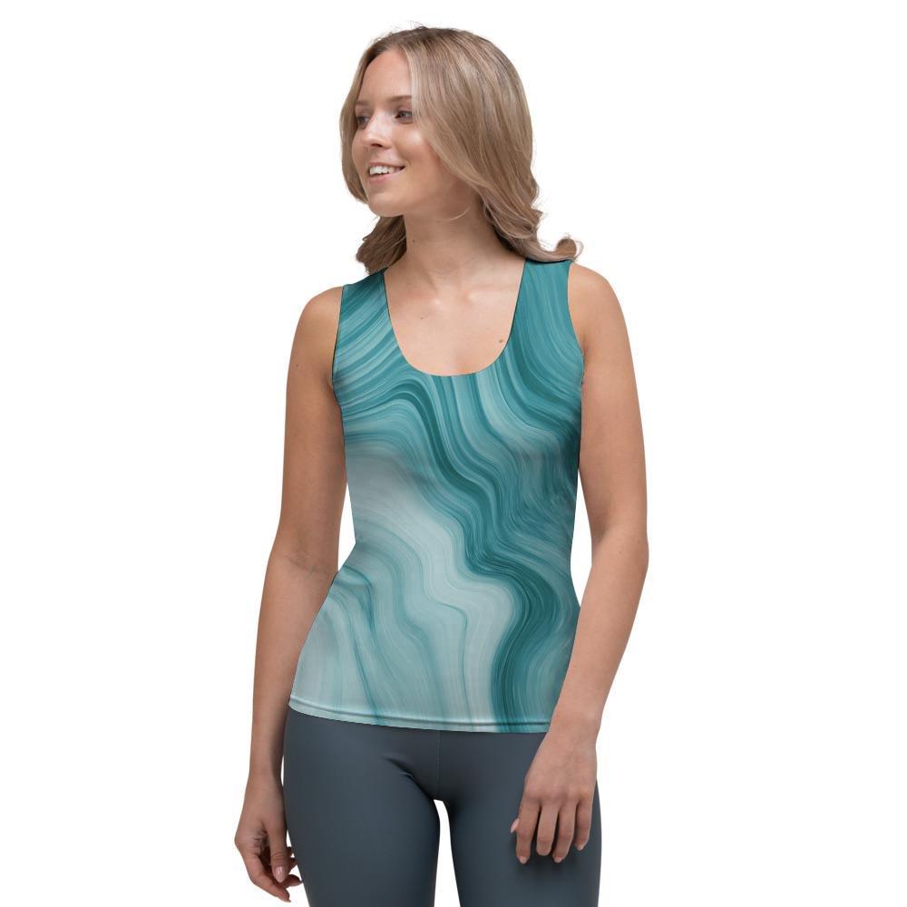 Green Ink Marble Women's Tank Top-grizzshop