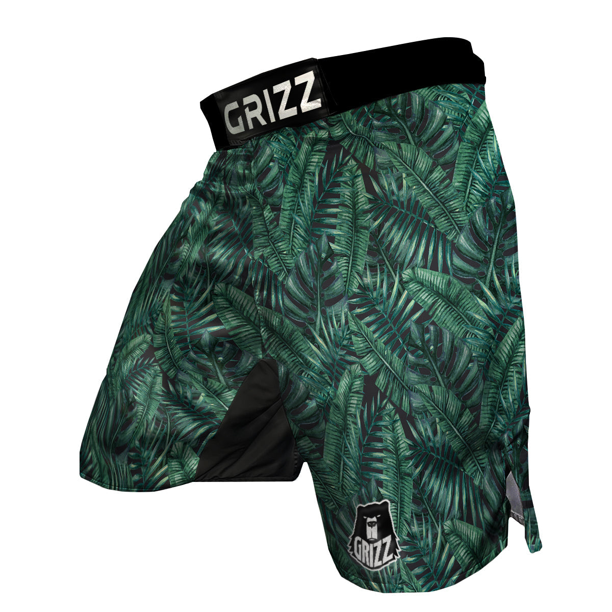 Green Leaf Tropical Print Pattern MMA Shorts-grizzshop