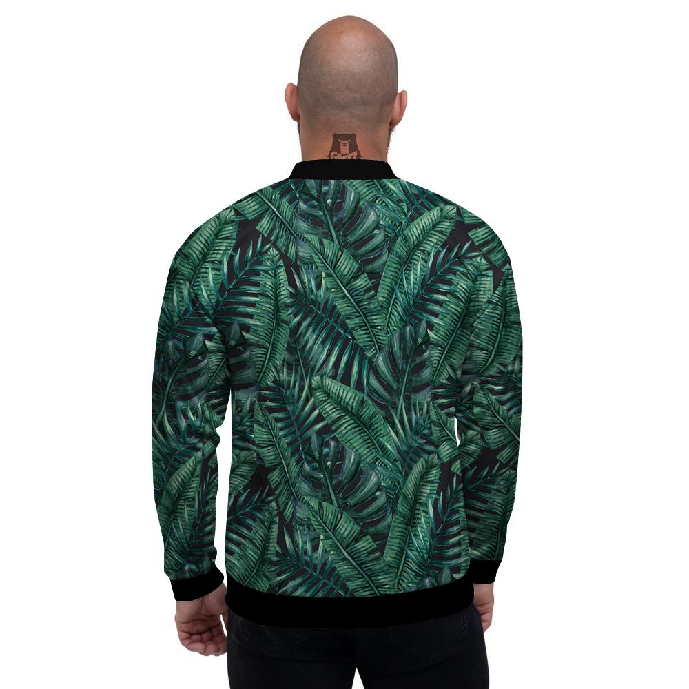 Green Leaf Tropical Print Pattern Men's Bomber Jacket-grizzshop