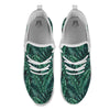 Green Leaf Tropical Print Pattern White Athletic Shoes-grizzshop