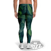 Green Leaves Print Men's Leggings-grizzshop