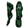 Green Leaves Tropical Print Pattern Muay Thai Shin Guards-grizzshop