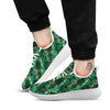 Green Leaves Tropical Print Pattern White Athletic Shoes-grizzshop