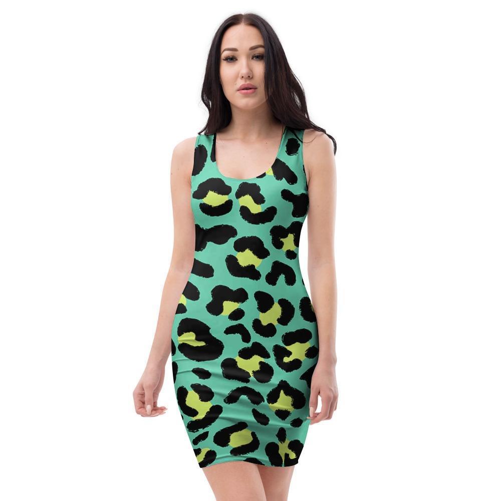 Green Leopard Bodycon Dress-grizzshop