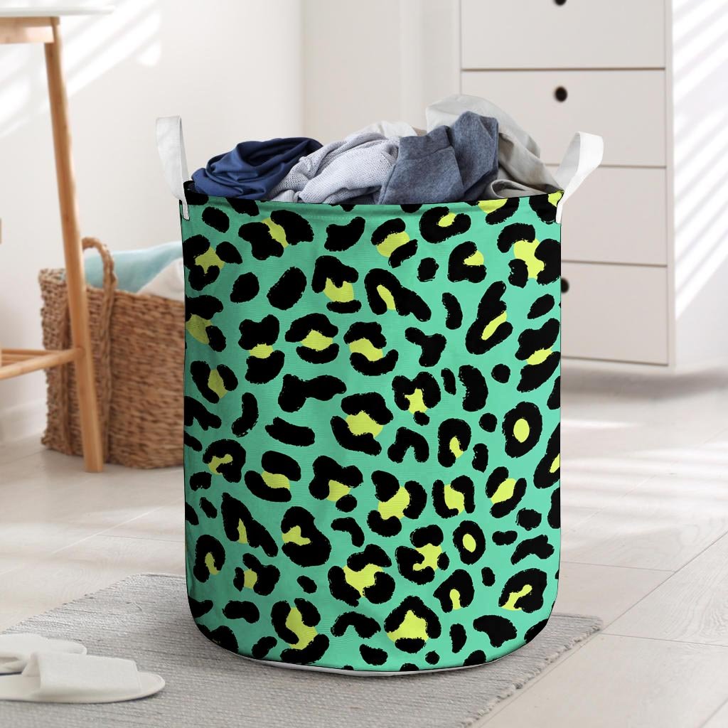 Green Leopard Laundry Basket-grizzshop