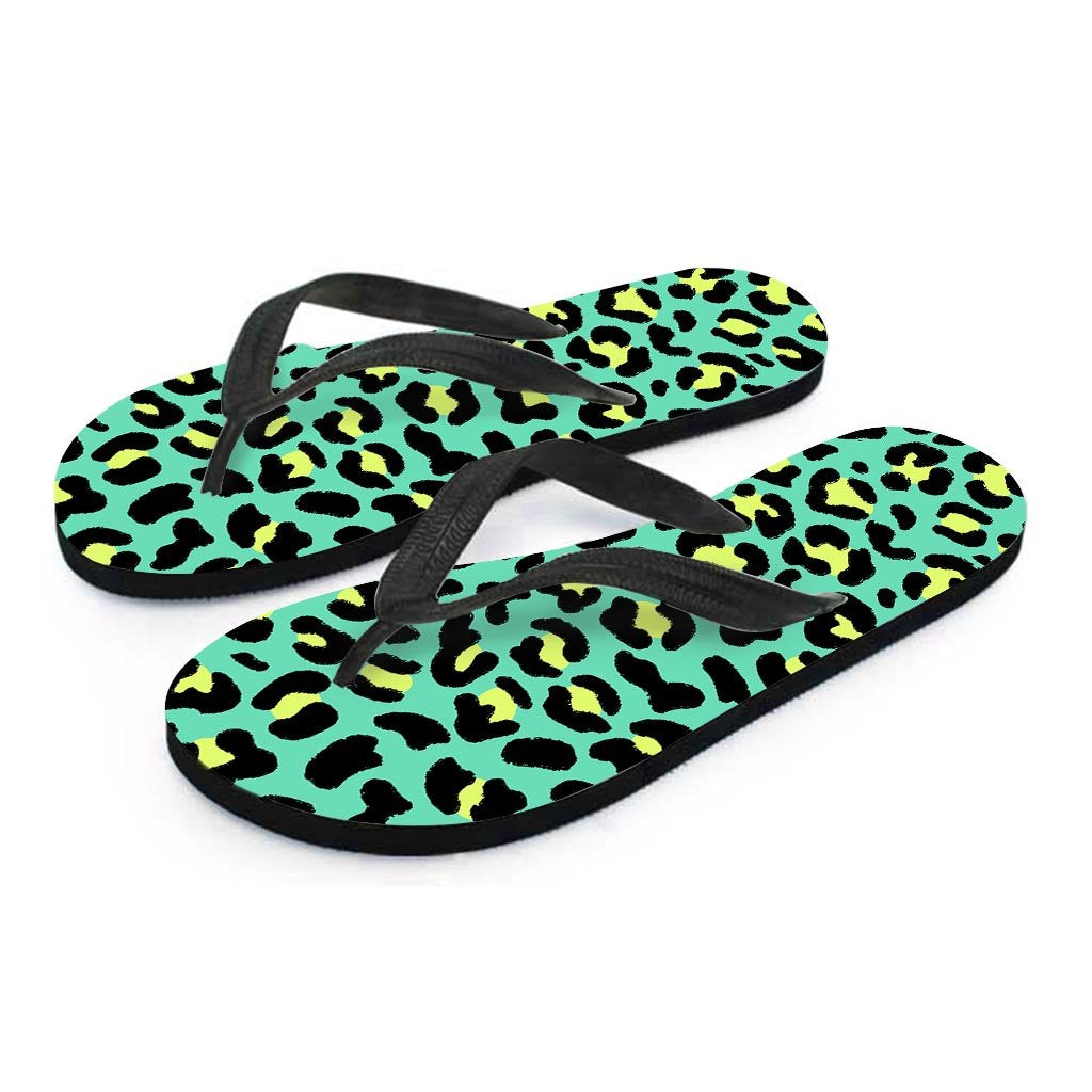 Green Leopard Men's Flip Flops-grizzshop