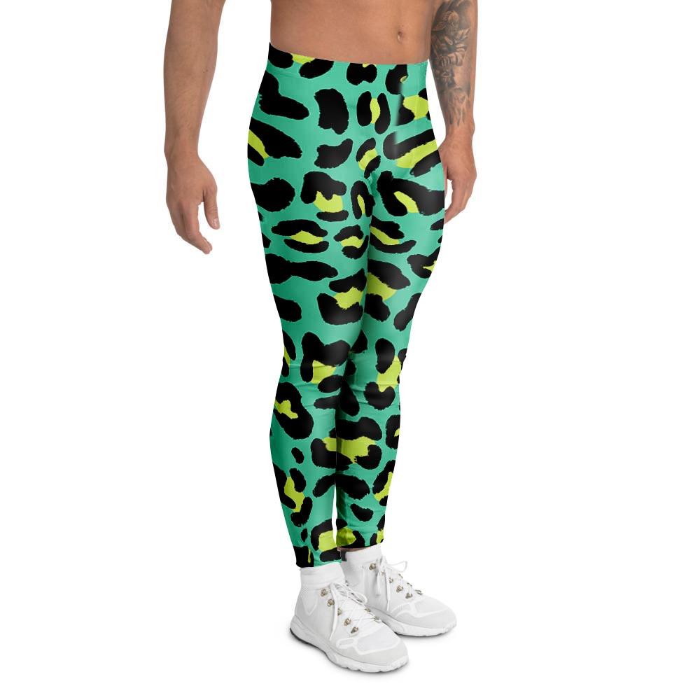 Green Leopard Men's Leggings-grizzshop