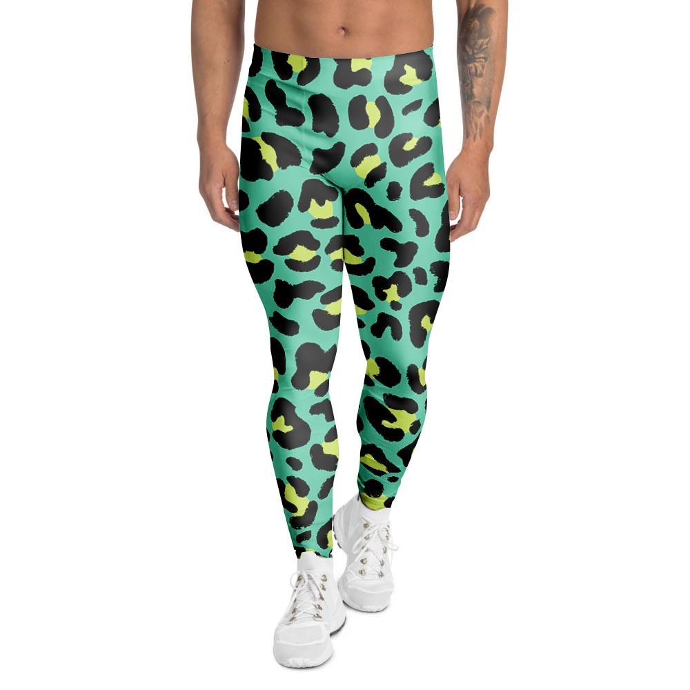 Green Leopard Men's Leggings-grizzshop