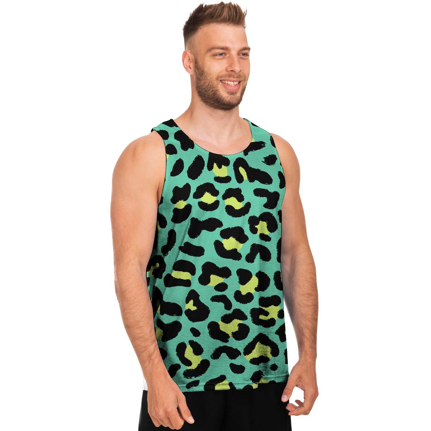 Green Leopard Men's Tank Tops-grizzshop