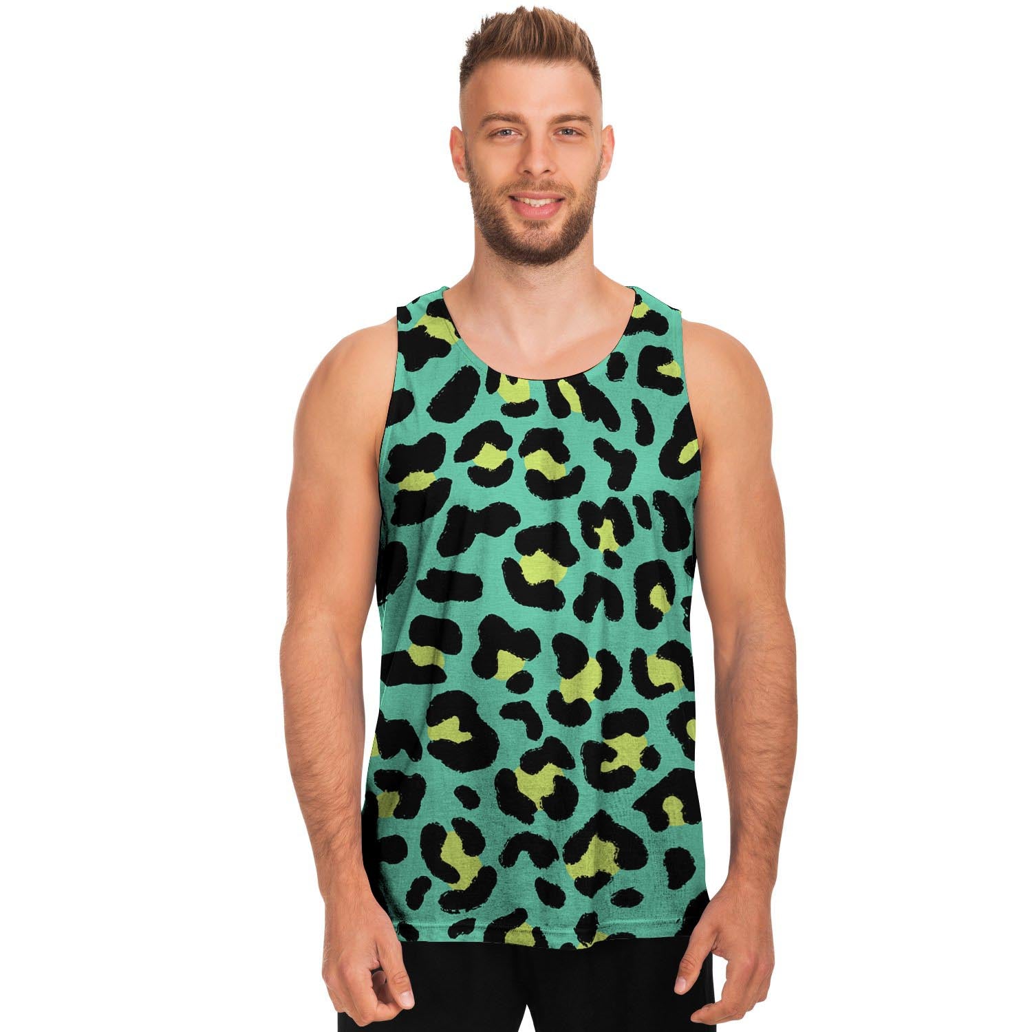 Green Leopard Men's Tank Tops-grizzshop