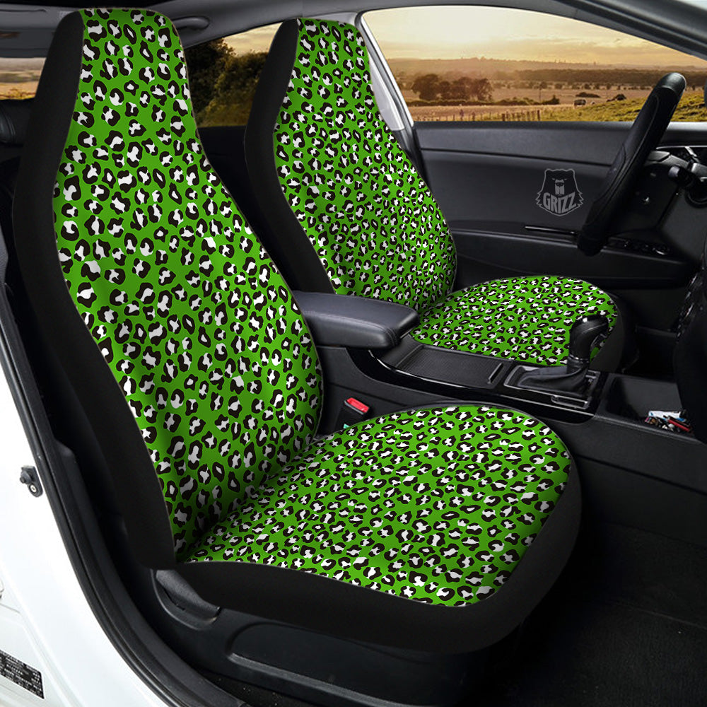 Green Leopard Print Pattern Car Seat Covers-grizzshop