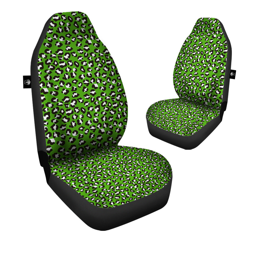 Green Leopard Print Pattern Car Seat Covers-grizzshop