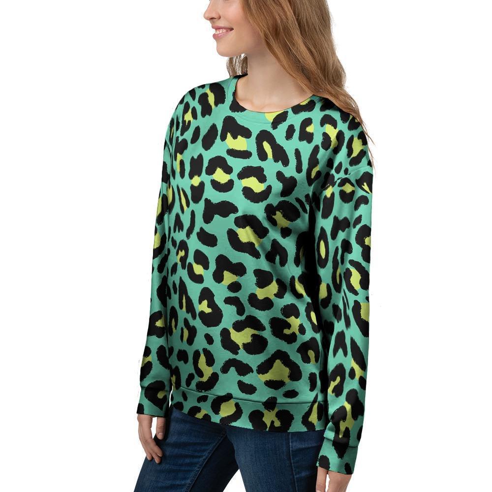 Green best sale leopard sweatshirt