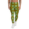 Green Lime And Yellow Zigzag Print Pattern Men's Leggings-grizzshop