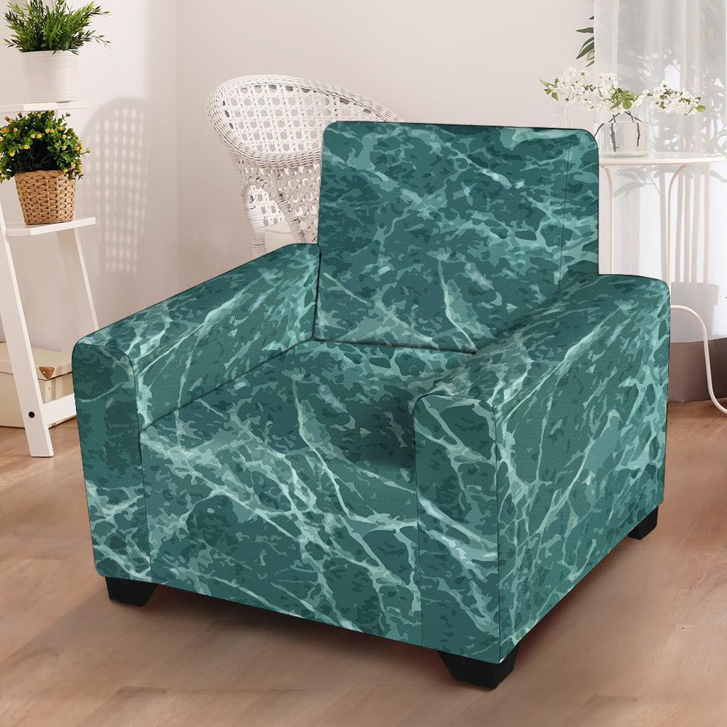 Green Malachite Marble Armchair Cover-grizzshop