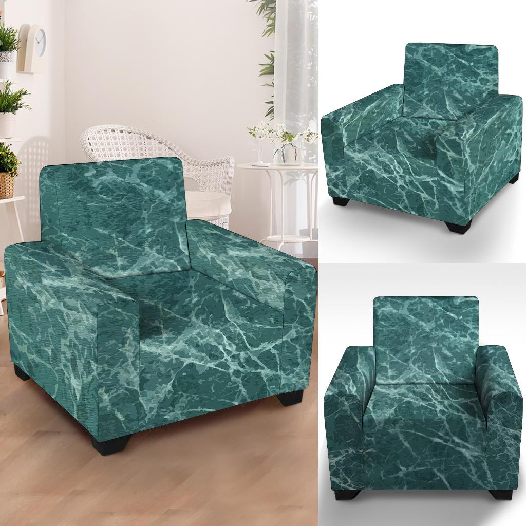 Green Malachite Marble Armchair Cover-grizzshop