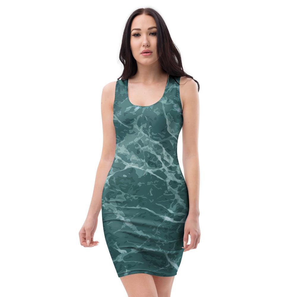 Green Malachite Marble Bodycon Dress-grizzshop