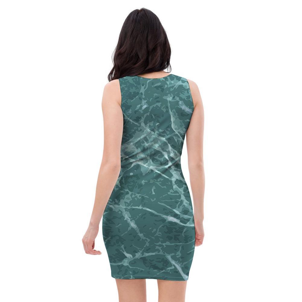 Green Malachite Marble Bodycon Dress-grizzshop