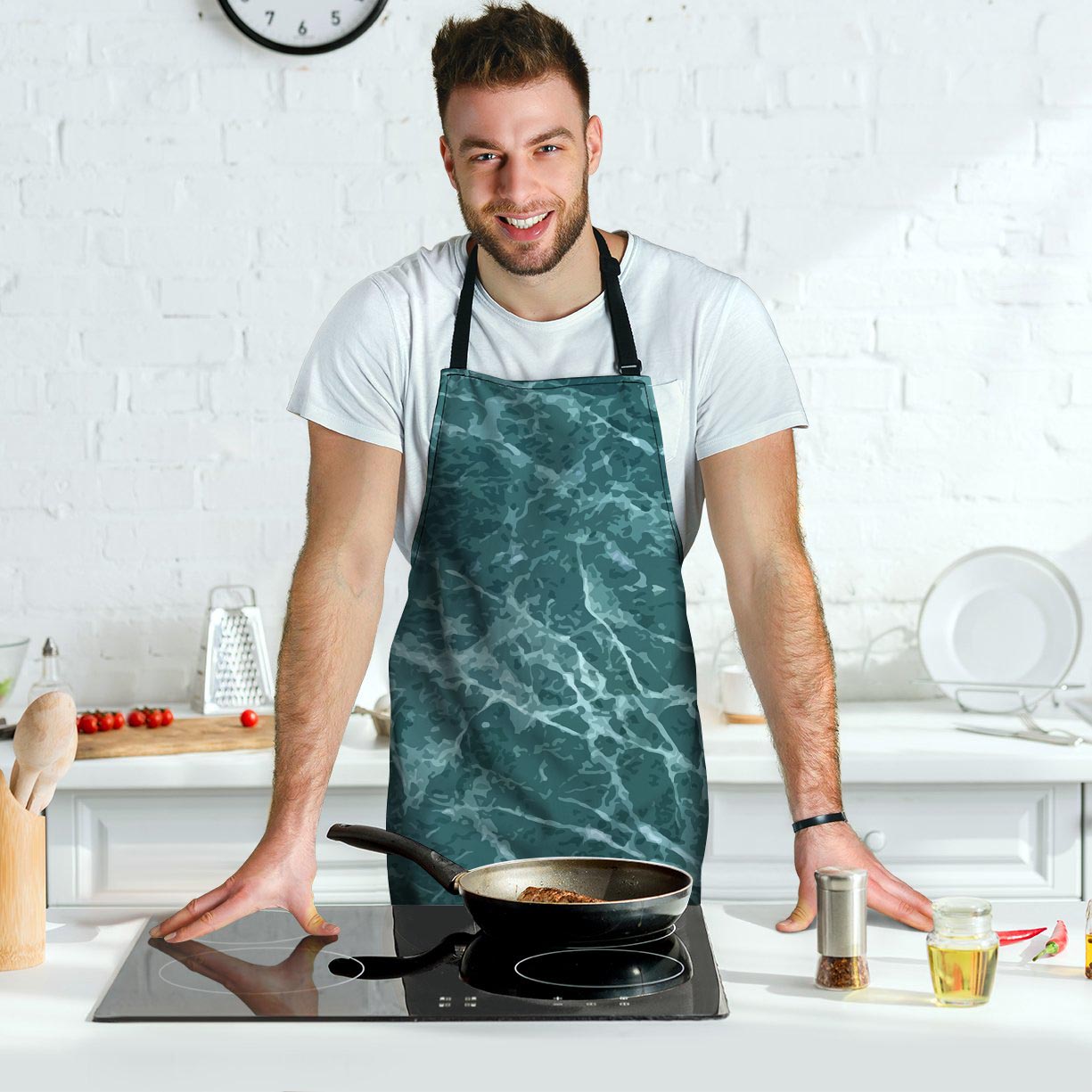 Green Malachite Marble Men's Apron-grizzshop